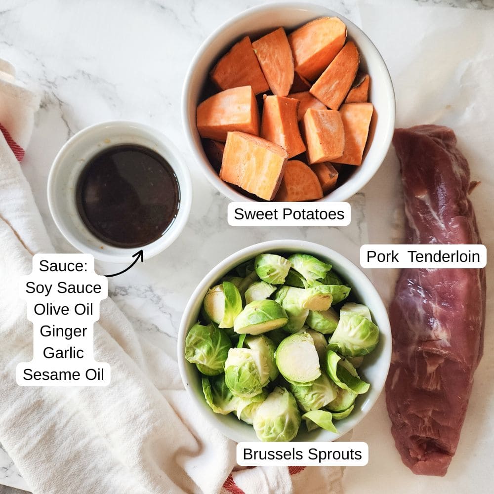 a picture of ingredients for the sheet pan pork tenderloin 