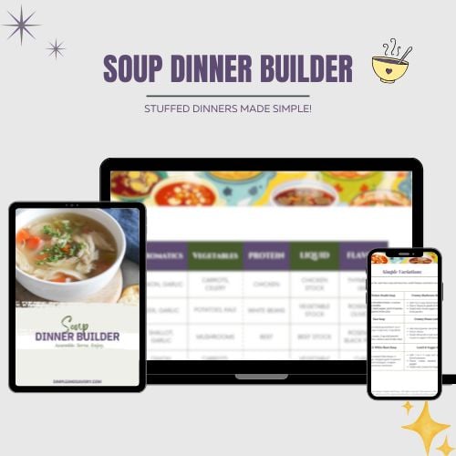 a mock up of soup dinner builder for sales page
