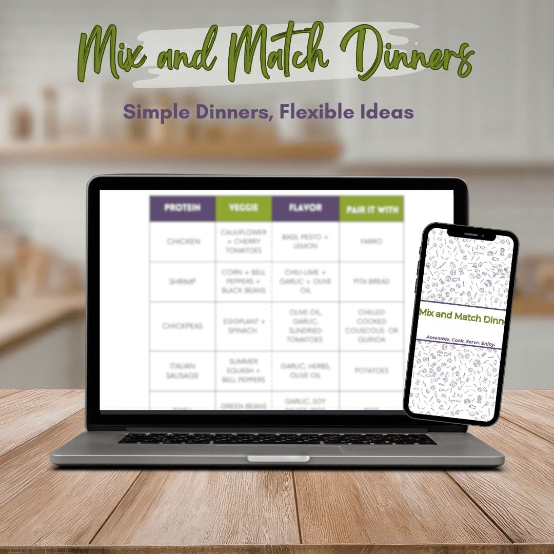 a picture of a dinner builder on a computer screen and phone next to it in a kitchen setting