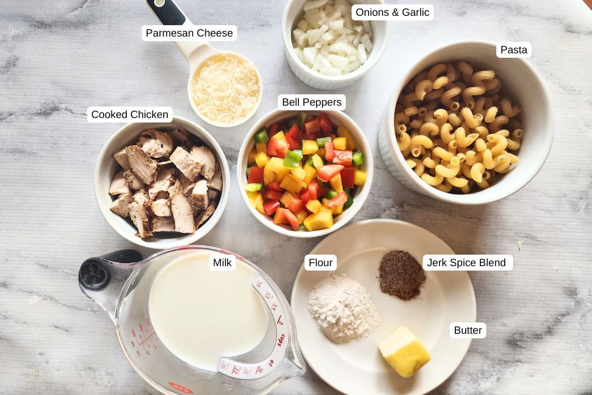 a picture of rasta pasta ingredients