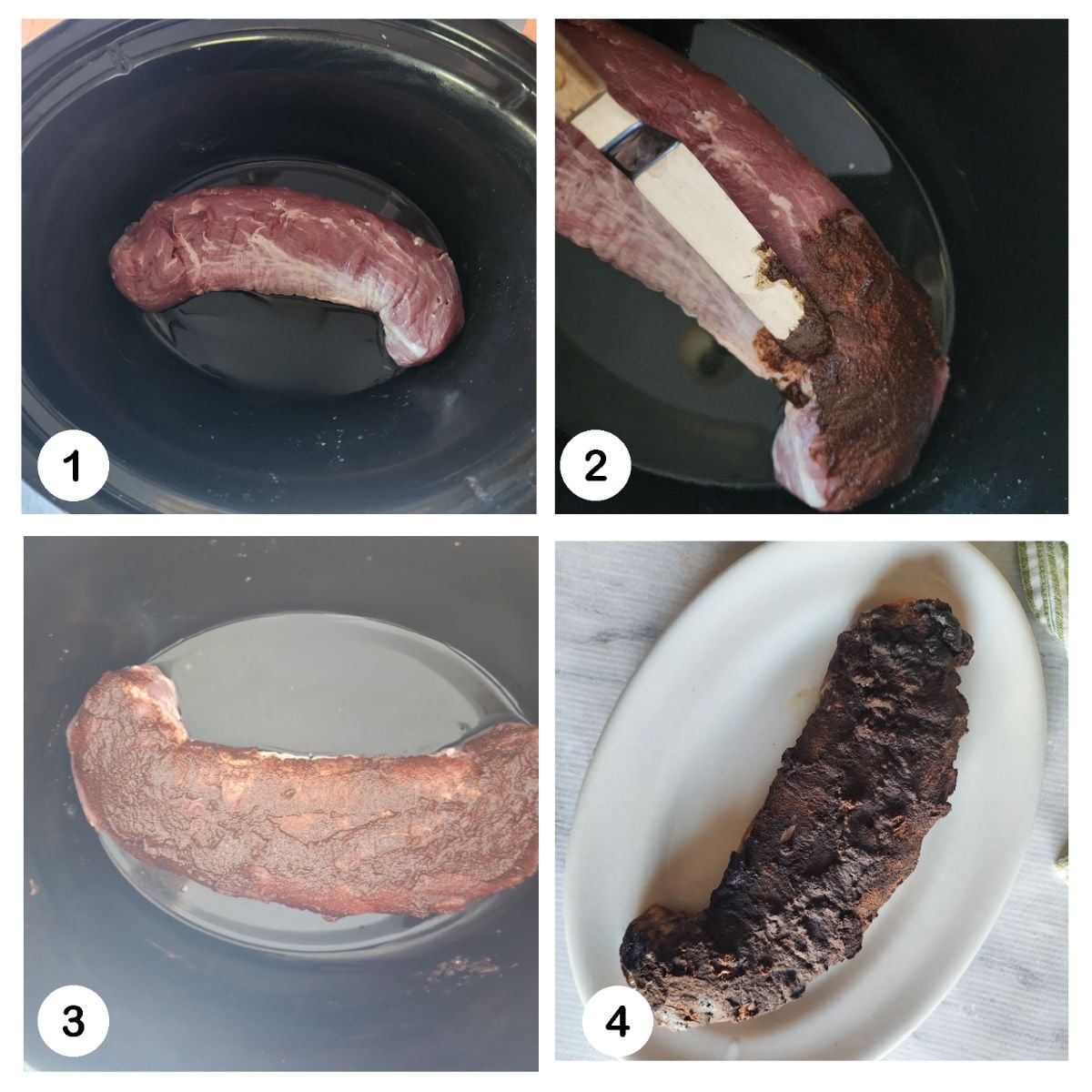 step by step photos of making slow cooker pork tenderloin with Caribbean spices
